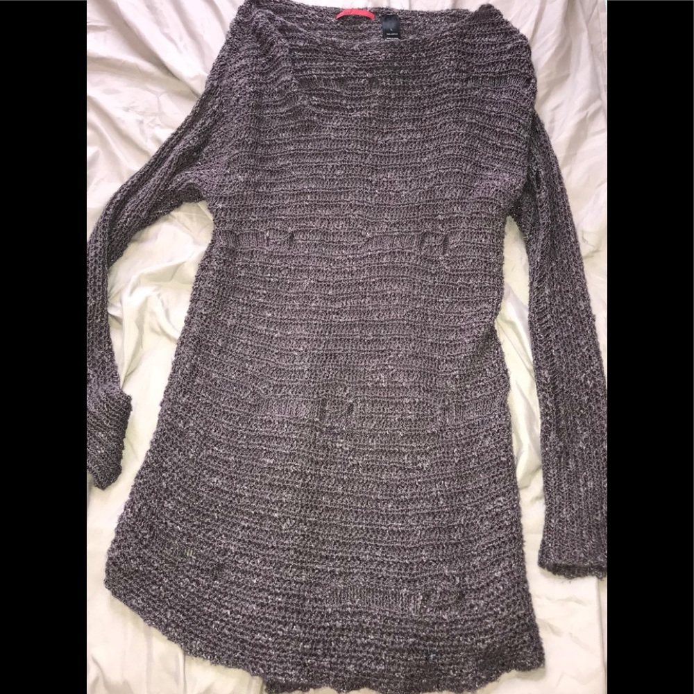 Oversized distressed sweater dress. BKE Red